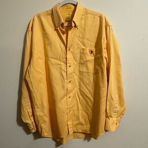 Duck Head Men’s Large long-sleeve cotton dress shirt yellow wrinkle-resistant